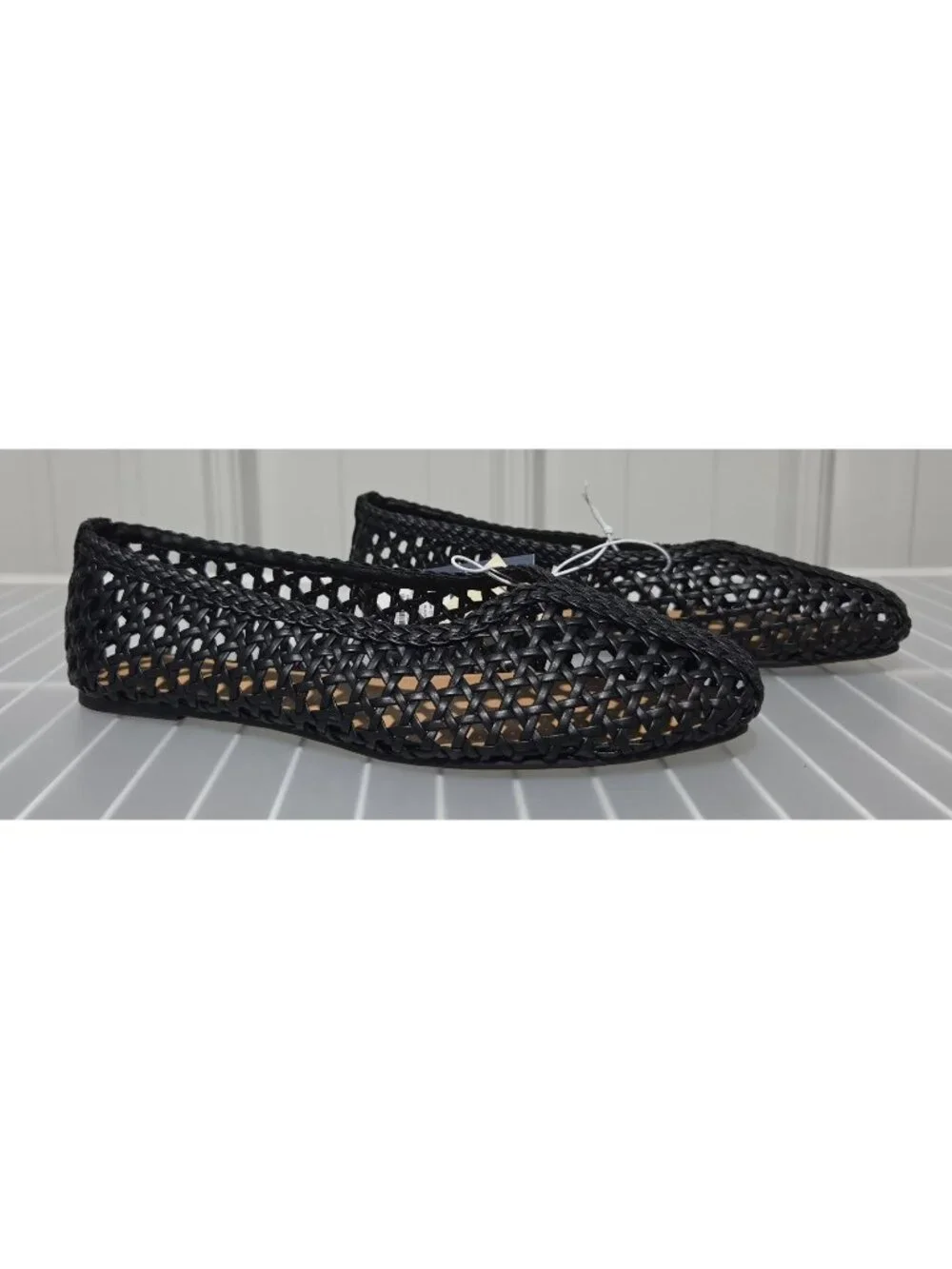Universal Thread Royce Black Faux Leather Mesh Slip On Flats -- Women's Size 11